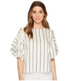 Vince Camuto Tiered Ruffle Sleeve Stripe Theory Blouse (antique White) Women's Blouse
