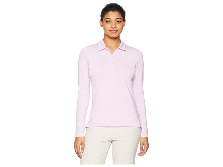 Adidas Golf Ultimate Long Sleeve Polo (clear Lilac Heather) Women's Long Sleeve Pullover