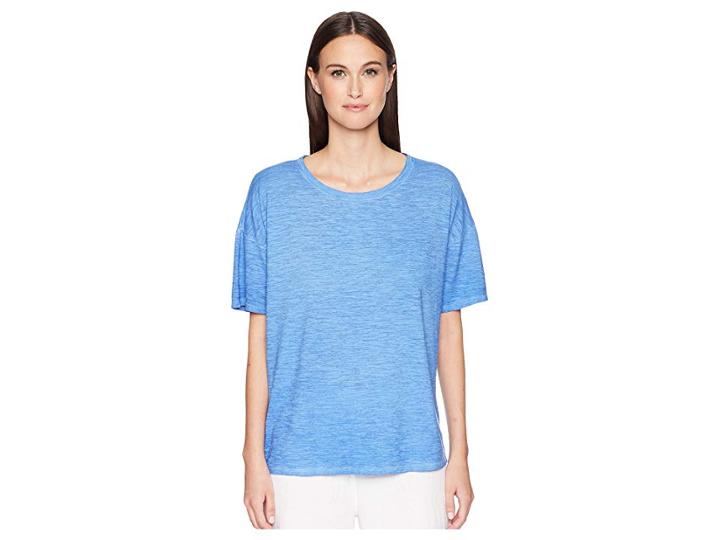Eileen Fisher Jewel Neck Box-top (blue Bell) Women's Clothing