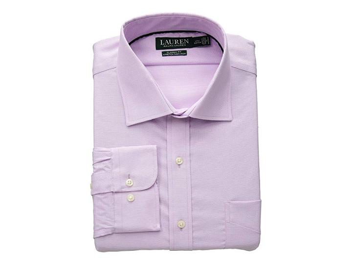 Lauren Ralph Lauren Classic Fit No-iron Warren Dress Shirt (lilac/white) Men's Long Sleeve Button Up