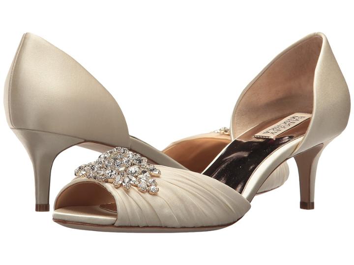 Badgley Mischka Sabine (ivory Satin/chiffon) Women's 1-2 Inch Heel Shoes
