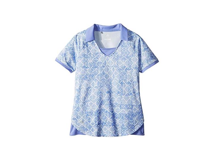 Adidas Golf Kids Fashion Print Short Sleeve Polo (big Kids) (chalk Purple) Girl's Clothing