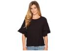 Two By Vince Camuto Drop Shoulder Tiered Ruffle Sleeve Top (rich Black) Women's Clothing