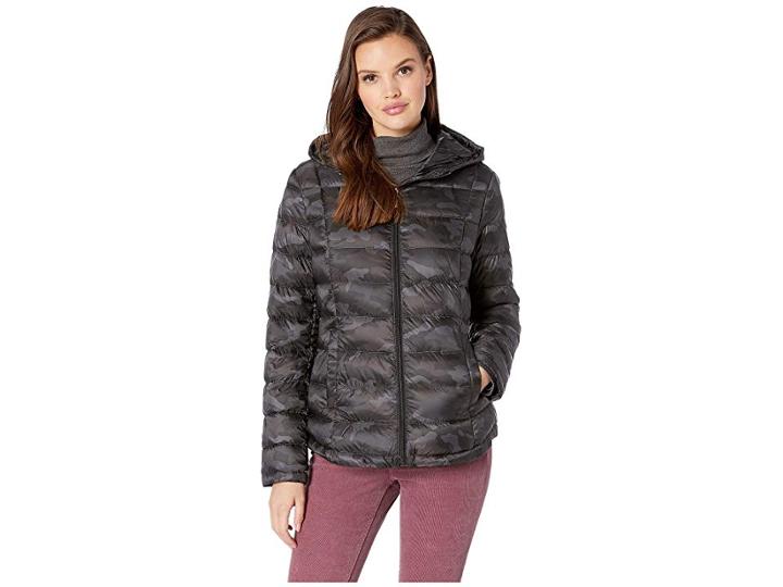 French Connection Hooded Short Puffer (navy Camo) Women's Coat