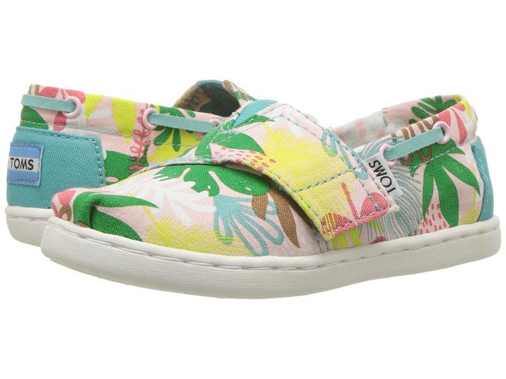 Toms Kids Bimini Espadrille (infant/toddler/little Kid) (pink Tropical Palms) Girls Shoes