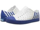 Native Kids Shoes Jefferson Block (little Kid/big Kid) (shell White/victoria Blue/victoria Stripe) Kid's Shoes
