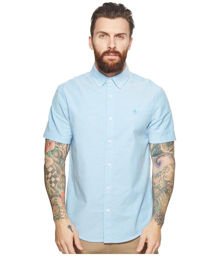 Original Penguin Short Sleeve Oxford Shirt (dresden Blue) Men's Short Sleeve Button Up