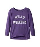 The Original Retro Brand Kids Hello Weekend 3/4 Tri-blend Pullover (little Kids/big Kids) (streaky Purple) Girl's Clothing