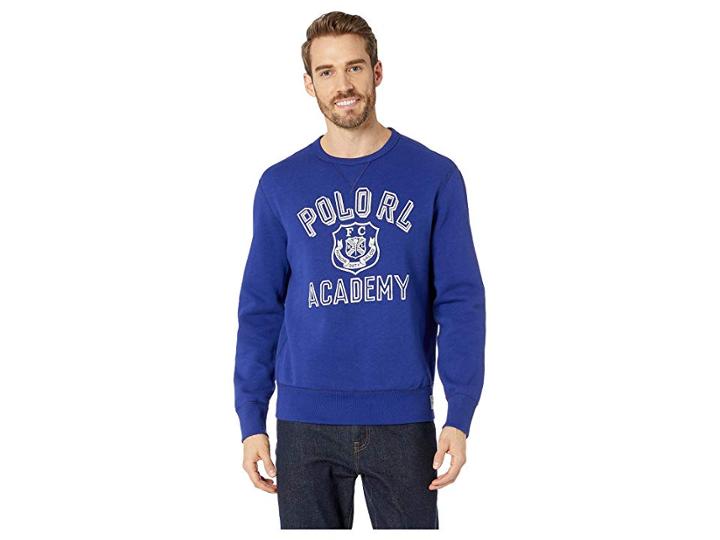 Polo Ralph Lauren Vintage Fleece Long Sleeve Knit (yale Blue) Men's Long Sleeve Pullover