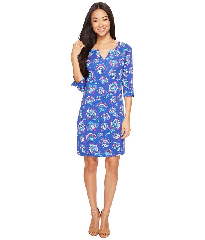 Hatley Peplum Sleeve Dress (folk Floral Royal Blue/fuchsia) Women's Dress