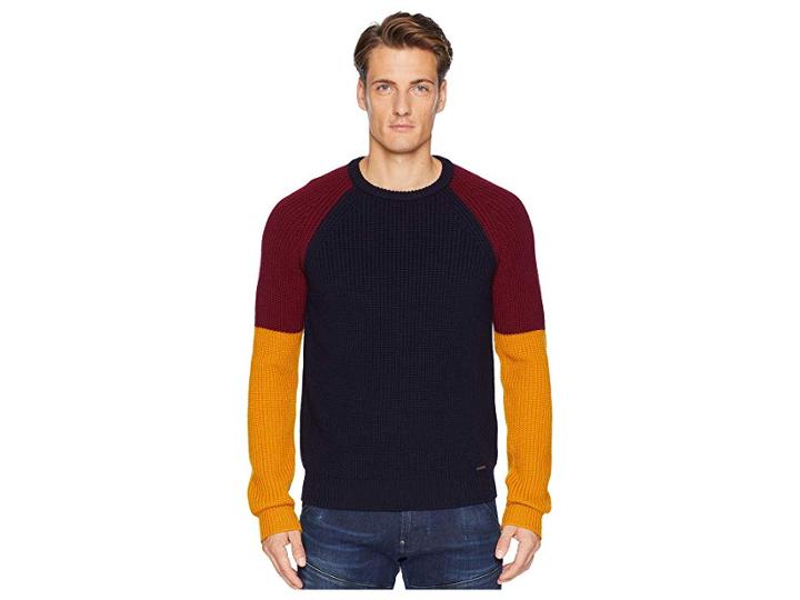 Dsquared2 Color Block Sweater (navy/bordeaux/ochre) Men's Sweater