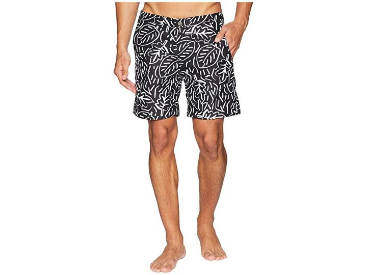 Onia Calder 10 Pop Leaves Swim Trunk (black/white) Men's Swimwear
