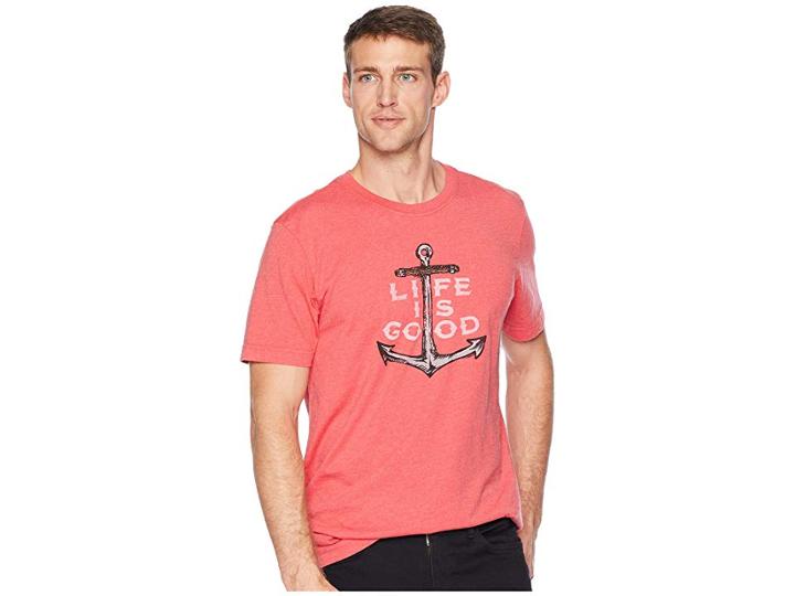 Life Is Good Nautical Anchor Crusher T-shirt (heather Americana Red) Men's T Shirt
