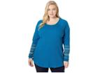 Columbia Plus Size Along The Gorgetm Printed Crew (lagoon) Women's Long Sleeve Pullover