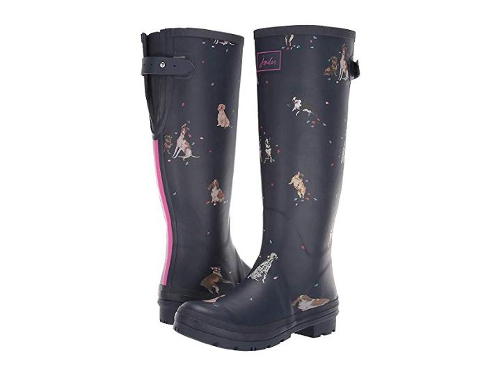 Joules Tall Welly Print (french Navy Dogs In Leaves) Women's Rain Boots
