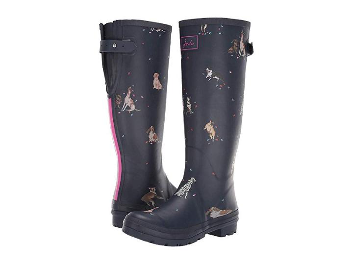 Joules Tall Welly Print (french Navy Dogs In Leaves) Women's Rain Boots