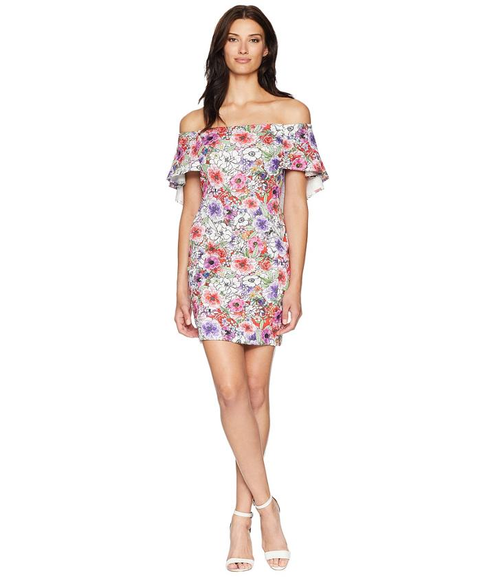 Alexia Admor Off The Shoulder Floral Sheath Dress (blue Multi) Women's Dress
