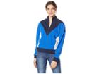 Juicy Couture Track Terry Color Block Zip-up Pullover (sea Breeze/regal/vanilla) Women's Sweatshirt