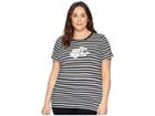 Lauren Ralph Lauren Plus Size Logo Striped Jersey T-shirt (polo Black/soft White) Women's T Shirt