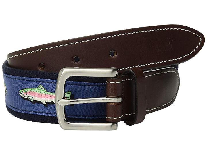 Vineyard Vines Placed Trout Canvas Club Belt (vineyard Navy) Men's Belts
