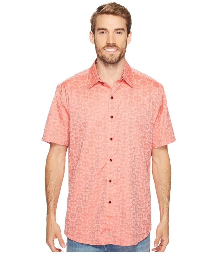Robert Graham Cullen Short Sleeve Woven Shirt (coral) Men's T Shirt