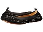 Yosi Samra Samara Kid Suede Micro Studded Fold Up Flat (black) Women's Flat Shoes