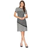 Taylor Mixed Print Short Sleeve Dress (black/ivory) Women's Dress