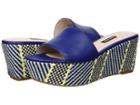 Nine West Falardo Platform Wedge Slide Sandal (dark Blue Leather) Women's Wedge Shoes