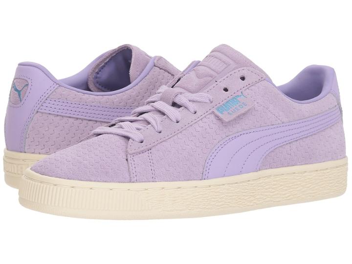 Puma Suede Classic Perforation (purple Rose/whisper White) Women's Lace Up Casual Shoes