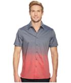 Perry Ellis Short Sleeve Ombre Horizontal Pattern Shirt (haute Red) Men's Clothing
