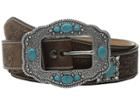 Ariat Floral Embossed Turquoise Cross Concho Belt (brown) Women's Belts