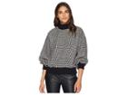 J.o.a. Houndstooth Mock Neck Sweatshirt (black/white) Women's Sweatshirt