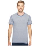 Kenneth Cole Reaction Short Sleeve Crew Neck Jersey Tee (medieval Blue Pinstripe) Men's T Shirt