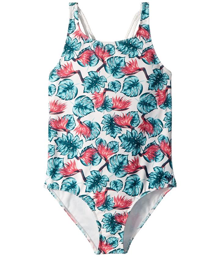 Roxy Kids Beach Days One-piece (big Kids) (marshmallow/abyssal Tropical) Girl's Swimsuits One Piece