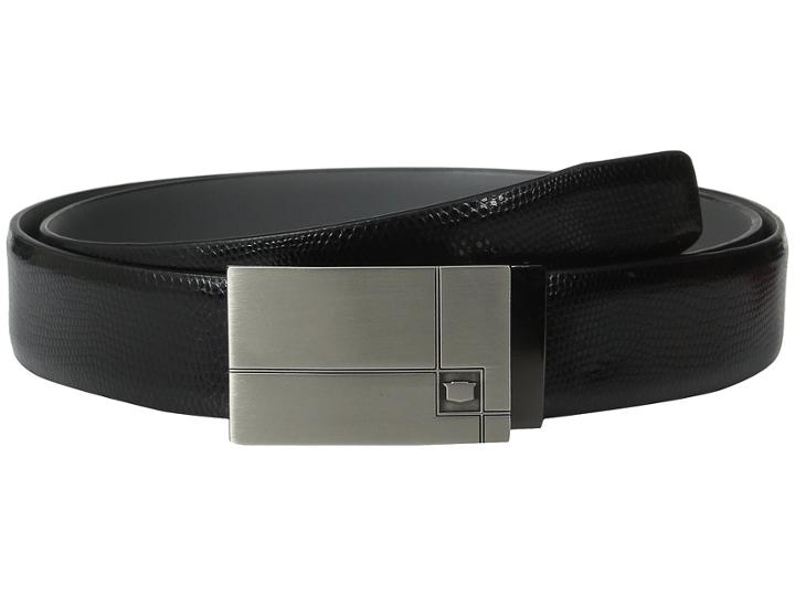 Florsheim 35mm Embossed Lizard Grain Leather Belt (black) Men's Belts