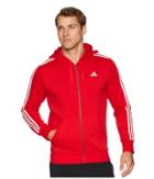 Adidas Essentials 3s Full Zip Brushed Fleece Hoodie (scarlet/white) Men's Sweatshirt
