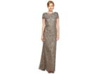 Adrianna Papell Cap Sleeve Scoop Back Beaded Down Gown (lead) Women's Dress