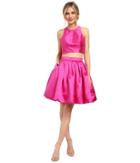 Faviana Mikado Two-piece W/ Contrast Lining 7858 (fuchsia/red) Women's Dress