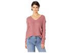 Pink Rose Drop Shoulder Long Sleeve W/ V-neck Front Lace Back (victorian Rose) Women's Clothing