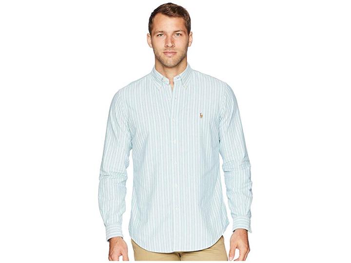Polo Ralph Lauren Oxford Button Down Sport Shirt (green/blue) Men's Clothing