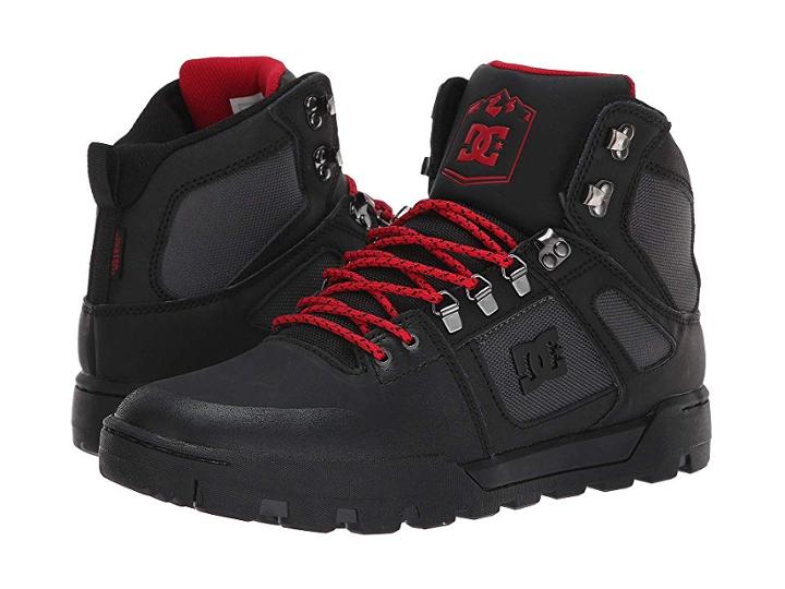 Dc Pure High-top Wr Boot (black/grey/red) Men's Lace-up Boots