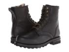 Frye Warren Combat (black Tumbled Leather/shearling) Men's Work Lace-up Boots