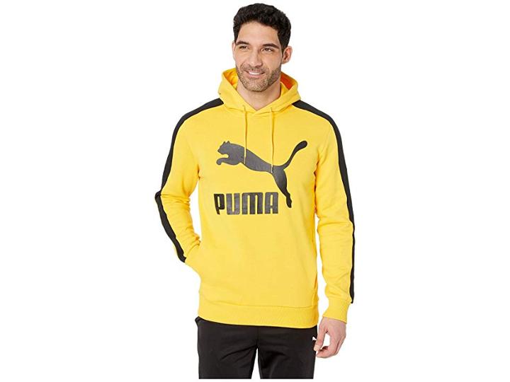Puma Classics T7 Logo Hoodie Fleece (spectre Yellow) Men's Sweatshirt