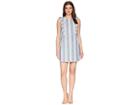 Kensie Awning Stripe Dress Ks5k8253 (white Combo) Women's Dress
