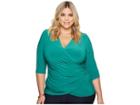 Kiyonna Femme Fatale Faux Wrap Top (spring Green) Women's Blouse