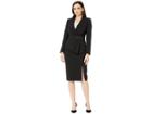 Tahari By Asl Pebble Crepe Skirt Suit With Draped Jacket (black) Women's Suits Sets