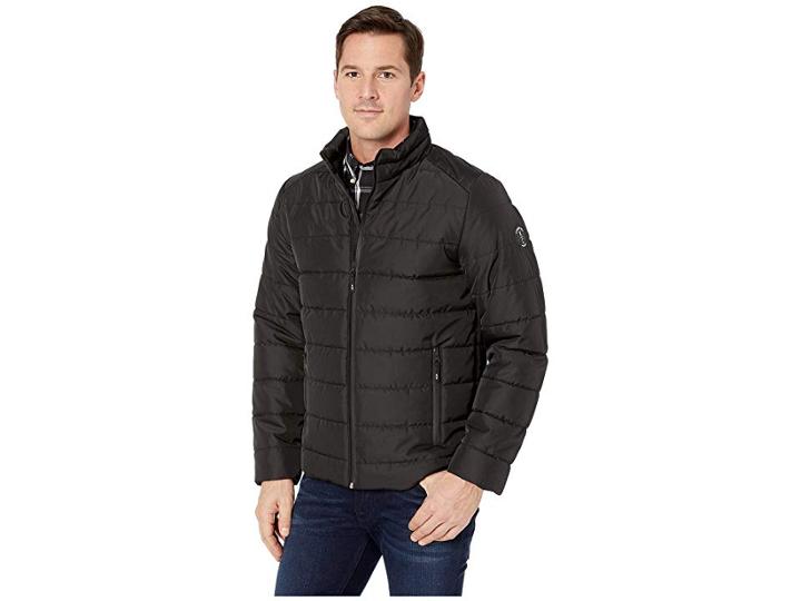 Kenneth Cole New York Poly Oxford Puffer W/ Stand Collar (black) Men's Clothing