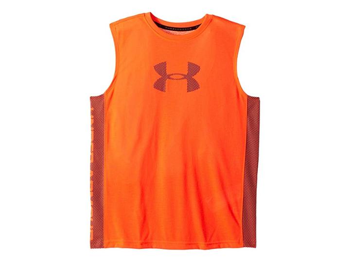 Under Armour Kids Threadborne Tech Tank Top (big Kids) (neon Coral/stealth Gray/stealth Gray) Boy's Sleeveless