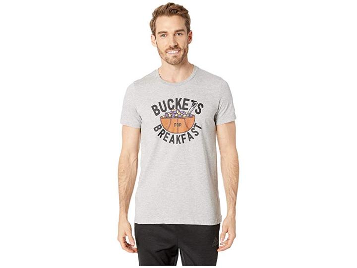 Adidas Buckets Graphic Tee (medium Grey Heather) Men's T Shirt