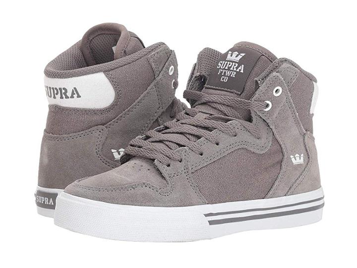 Supra Kids Vaider (little Kid/big Kid) (charcoal/white/white) Boys Shoes